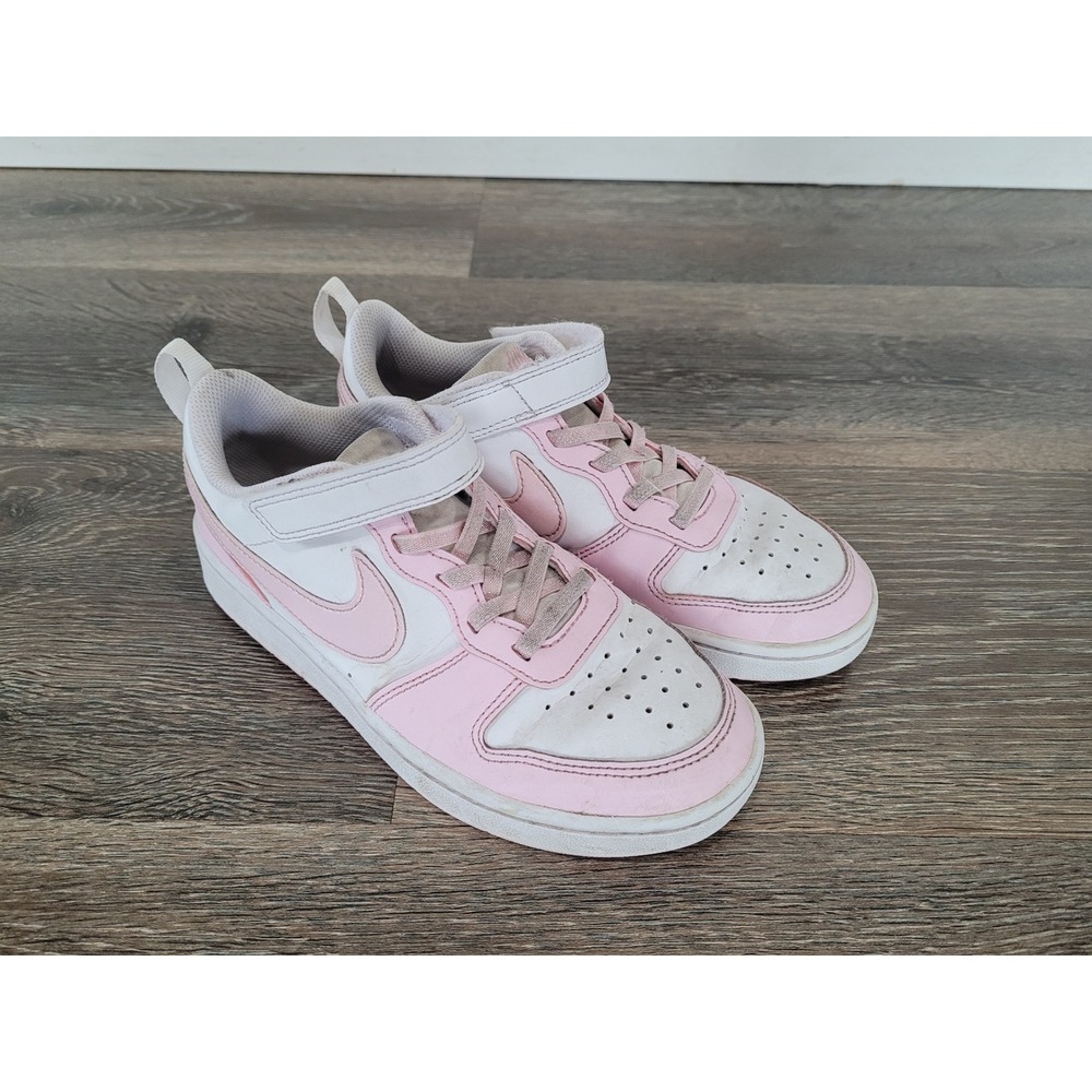 Nike Court Borough Low 2 Pink White Girls Youth Shoes Size 2Y #5